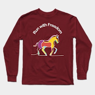 Horses -  Run with Freedom Long Sleeve T-Shirt